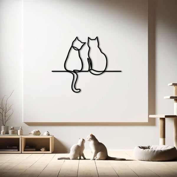 Metalen wanddecoratie – Decoratieve Kunst – Uniek ontwerp met twee katten