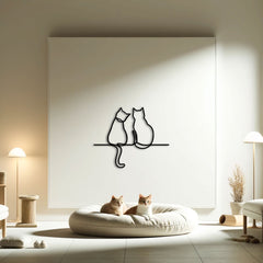 Metalen wanddecoratie – Decoratieve Kunst – Uniek ontwerp met twee katten