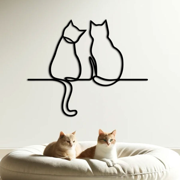 Metalen wanddecoratie – Decoratieve Kunst – Uniek ontwerp met twee katten