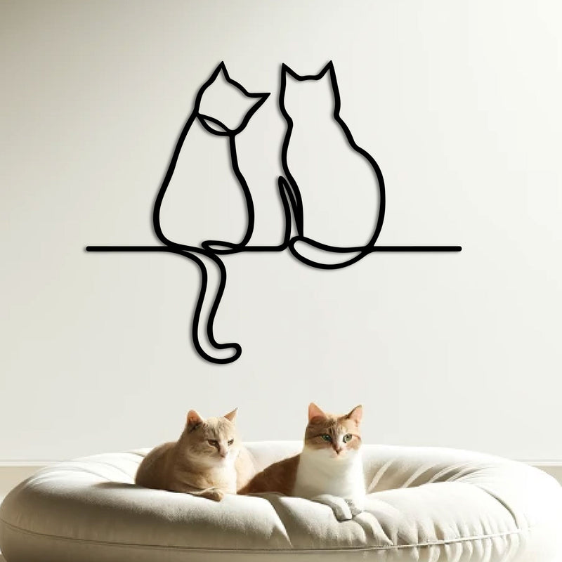 Metalen wanddecoratie – Decoratieve Kunst – Uniek ontwerp met twee katten