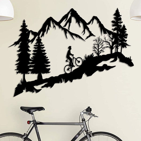 Metalen wanddecoratie – Fietser design – Duurzaam en decoratief materiaal