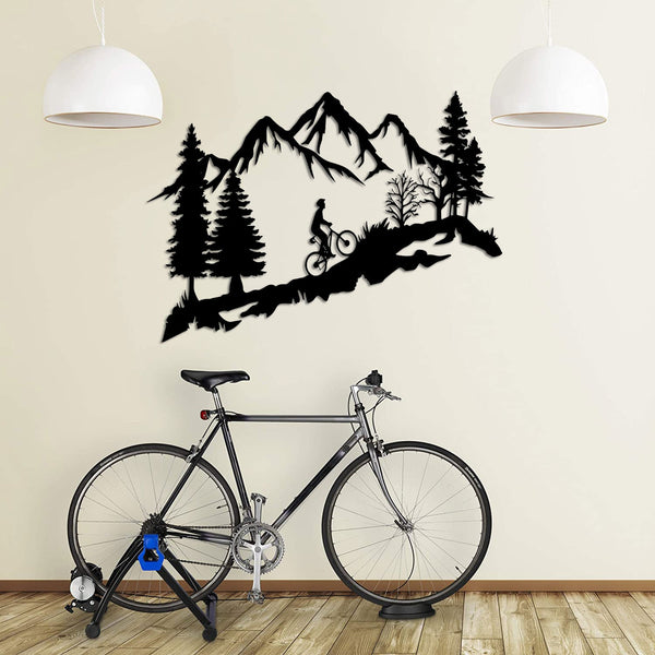 Metalen wanddecoratie – Fietser design – Duurzaam en decoratief materiaal