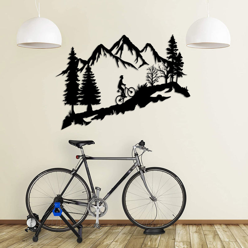 Metalen wanddecoratie – Fietser design – Duurzaam en decoratief materiaal