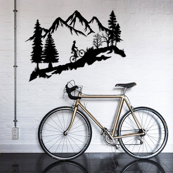 Metalen wanddecoratie – Fietser design – Duurzaam en decoratief materiaal