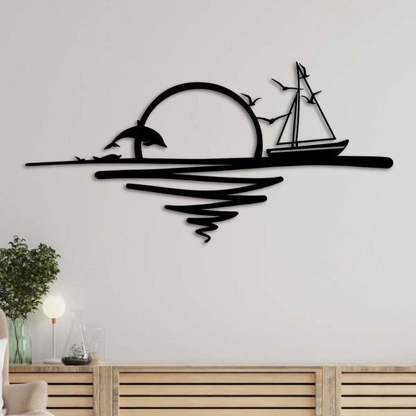 Metalen wanddecoratie – Zonsopgang Design – Duurzaam Materiaal, Decoratief Element