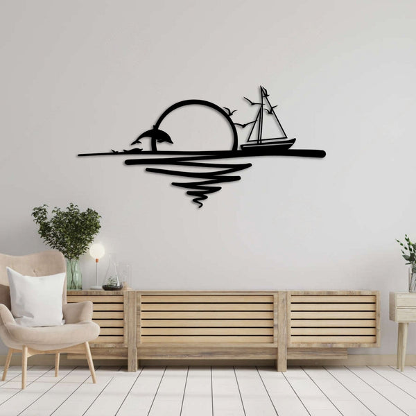 Metalen wanddecoratie – Zonsopgang Design – Duurzaam Materiaal, Decoratief Element