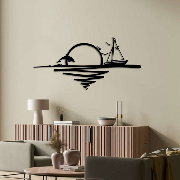Metalen wanddecoratie – Zonsopgang Design – Duurzaam Materiaal, Decoratief Element