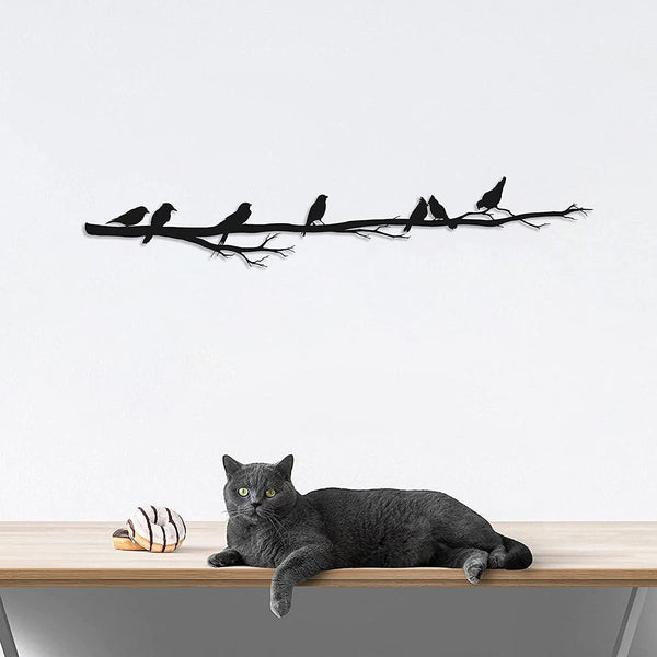 Metalen wanddecoratie – Vogels op tak – Duurzaam ontwerp, decoratief voor binnen en buiten
