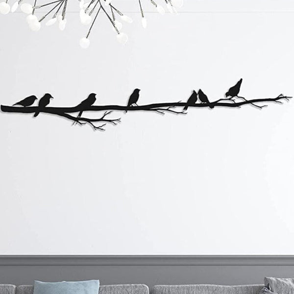 Metalen wanddecoratie – Vogels op tak – Duurzaam ontwerp, decoratief voor binnen en buiten