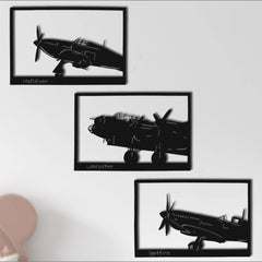 Metalen wanddecoratie | Vliegtuig drieluik | Stijlvol ontwerp voor wanddecoratie