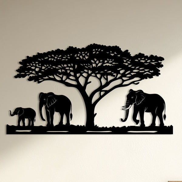 Metalen wanddecoratie – Olifantenfamilie ontwerp – Duurzaam materiaal, decoratief element