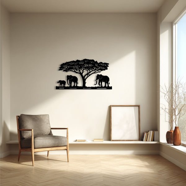 Metalen wanddecoratie – Olifantenfamilie ontwerp – Duurzaam materiaal, decoratief element