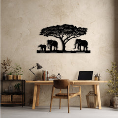 Metalen wanddecoratie – Olifantenfamilie ontwerp – Duurzaam materiaal, decoratief element