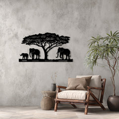Metalen wanddecoratie – Olifantenfamilie ontwerp – Duurzaam materiaal, decoratief element