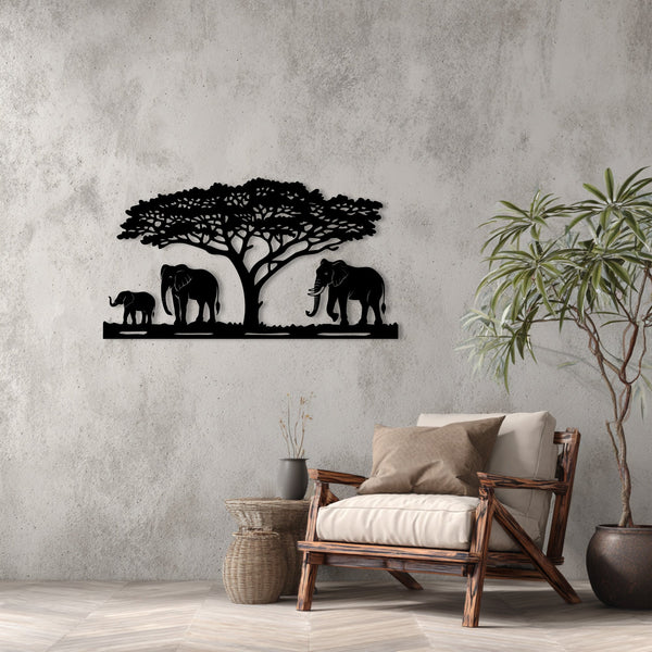Metalen wanddecoratie – Olifantenfamilie ontwerp – Duurzaam materiaal, decoratief element