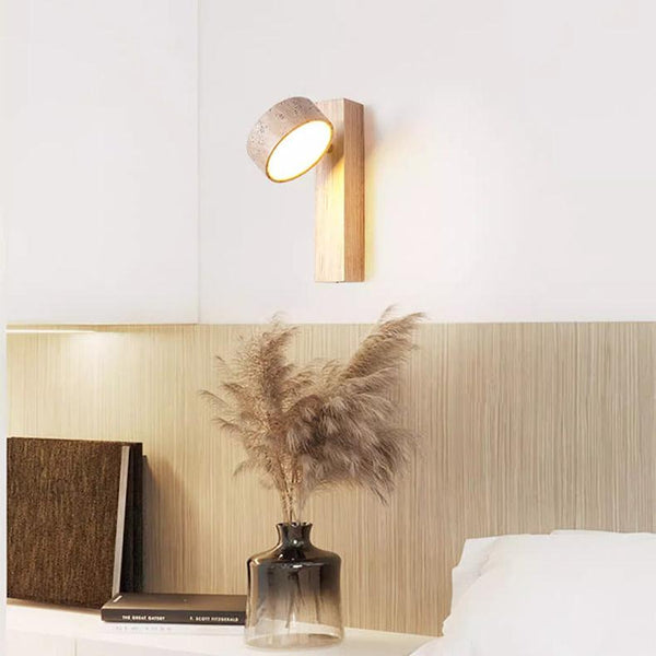 Wandlamp – Stijlvolle natuurstenen lamp – Off-white travertin materiaal