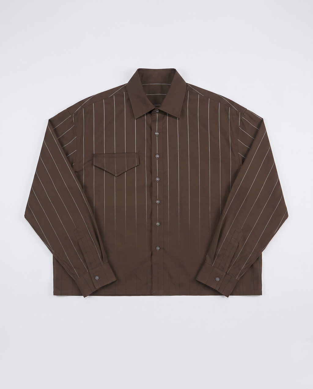 Heren overhemd | Boxy casual pasvorm | 100% katoen, ademend, lange mouwen, Bruin