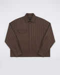 Heren overhemd | Boxy casual pasvorm | 100% katoen, ademend, lange mouwen, Bruin