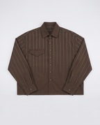 Heren overhemd | Boxy casual pasvorm | 100% katoen, ademend, lange mouwen, Bruin