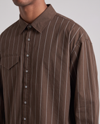 Heren overhemd | Boxy casual pasvorm | 100% katoen, ademend, lange mouwen, Bruin