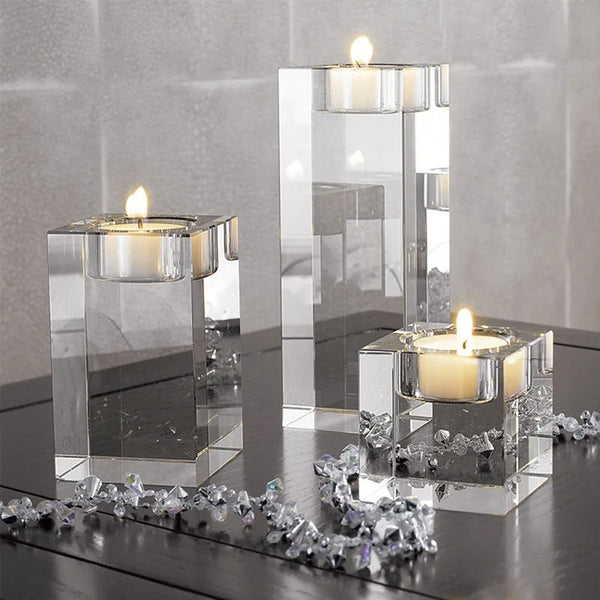 Transparante Kandelaar van Kristal | Luxe Candle Holder voor Weding & Feestdecoratie