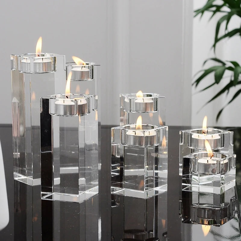 Transparante Kandelaar van Kristal | Luxe Candle Holder voor Weding & Feestdecoratie