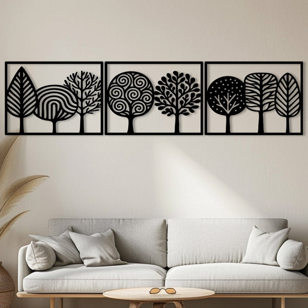 Metalen Wanddecoratie – Triptych Design – Duurzaam Materiaal