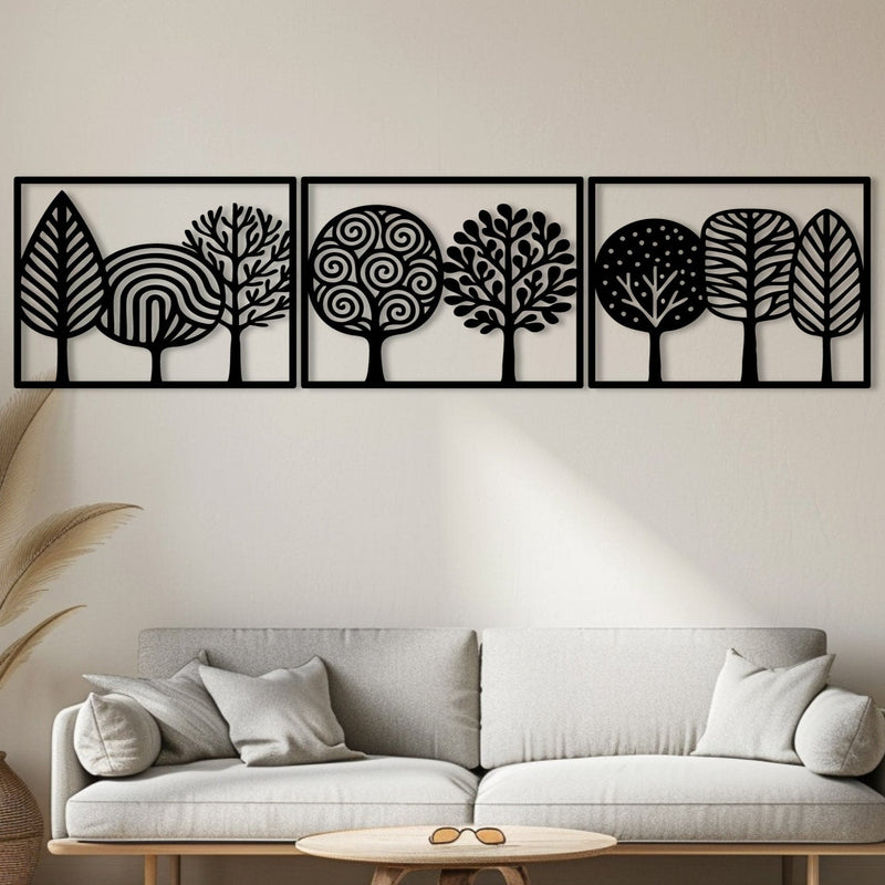 Metalen Wanddecoratie – Triptych Design – Duurzaam Materiaal