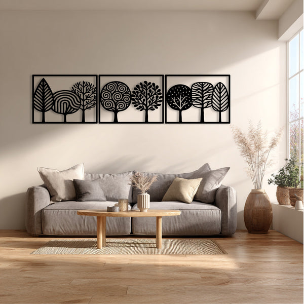 Metalen Wanddecoratie – Triptych Design – Duurzaam Materiaal