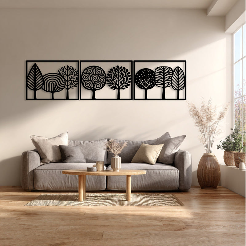 Metalen Wanddecoratie – Triptych Design – Duurzaam Materiaal