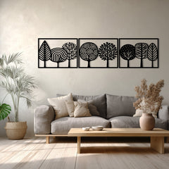 Metalen Wanddecoratie – Triptych Design – Duurzaam Materiaal