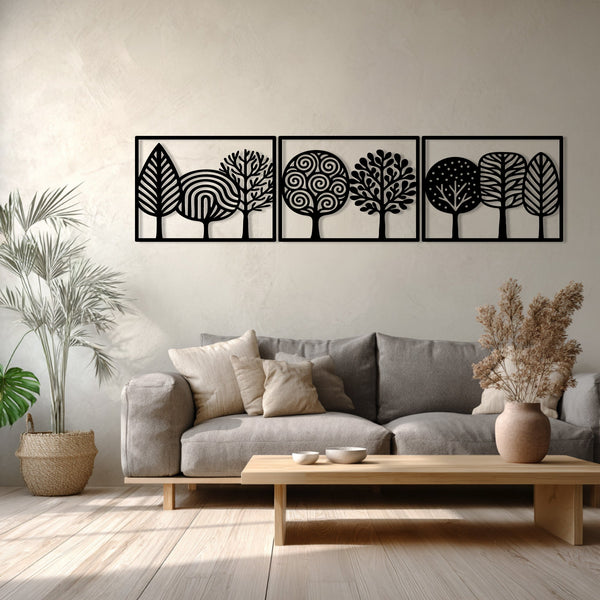 Metalen Wanddecoratie – Triptych Design – Duurzaam Materiaal