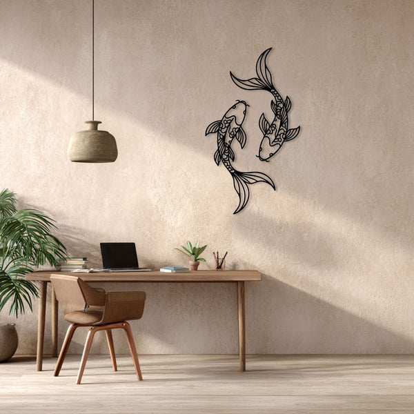 Metalen wanddecoratie – Unieke Koi Ontwerp – Duurzaam Materiaal
