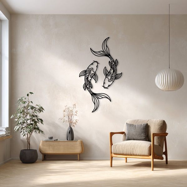 Metalen wanddecoratie – Unieke Koi Ontwerp – Duurzaam Materiaal