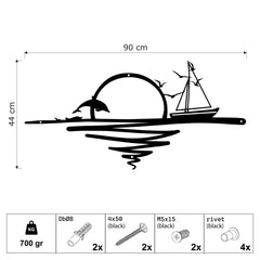 Metalen wanddecoratie – Zonsopgang Design – Duurzaam Materiaal, Decoratief Element