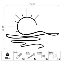 Metalen wanddecoratie – Decoratieve Zonneschijn – Geschikt voor binnen- en buitengebruik