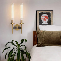 Wandlamp – Stijlvol geribbeld glas | Moderne verlichting met koperen afwerking