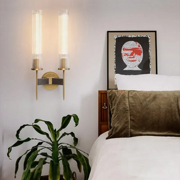 Wandlamp – Stijlvol geribbeld glas | Moderne verlichting met koperen afwerking